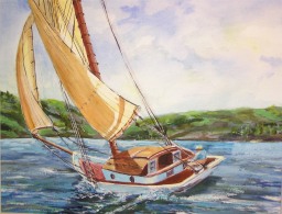 Golden Sails, watercolor 16x20