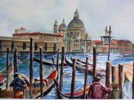 Gondolas, watercolor 16x20